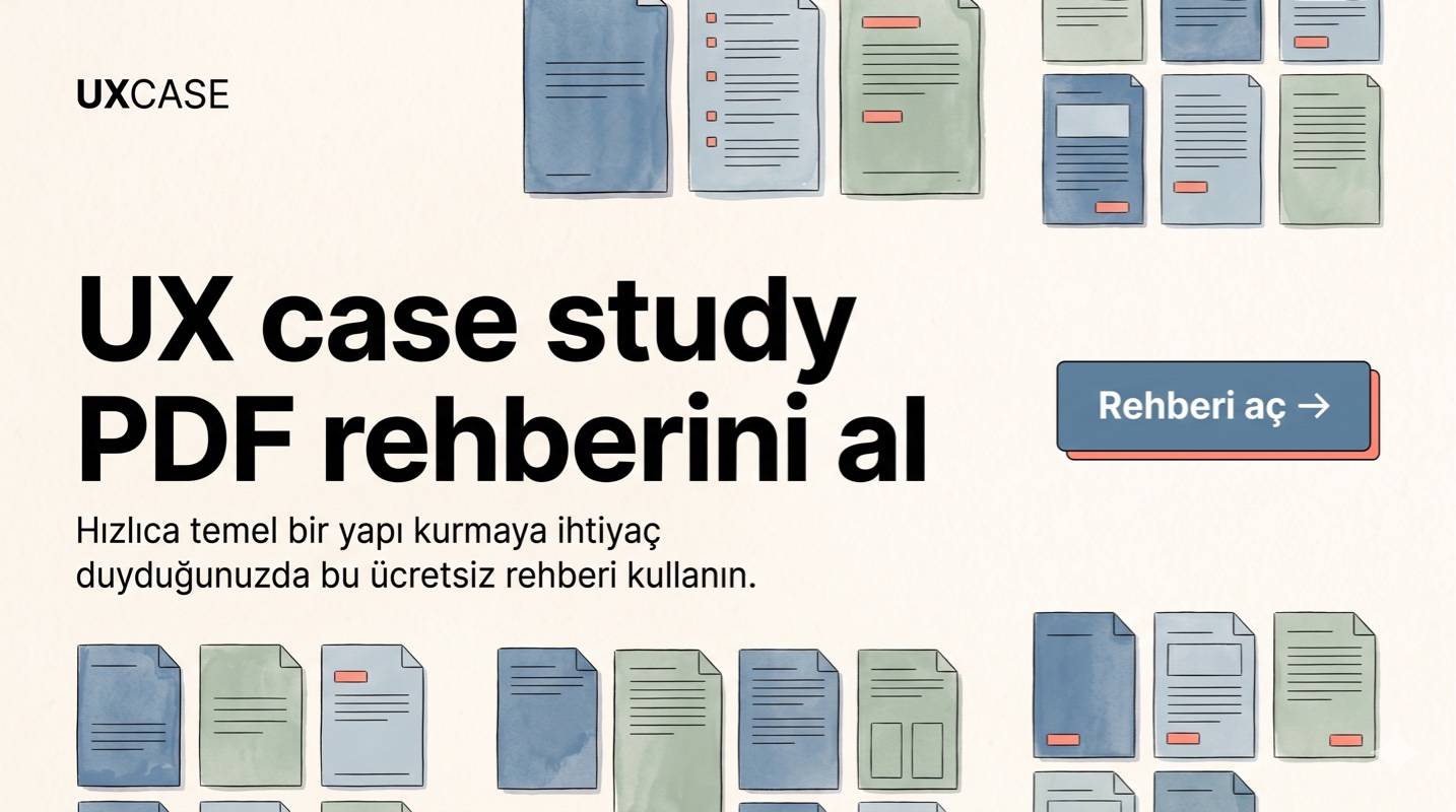 UX case study PDF’ini al. Önce hafif bir yapıya ihtiyacın varsa ücretsiz rehberi kullan.